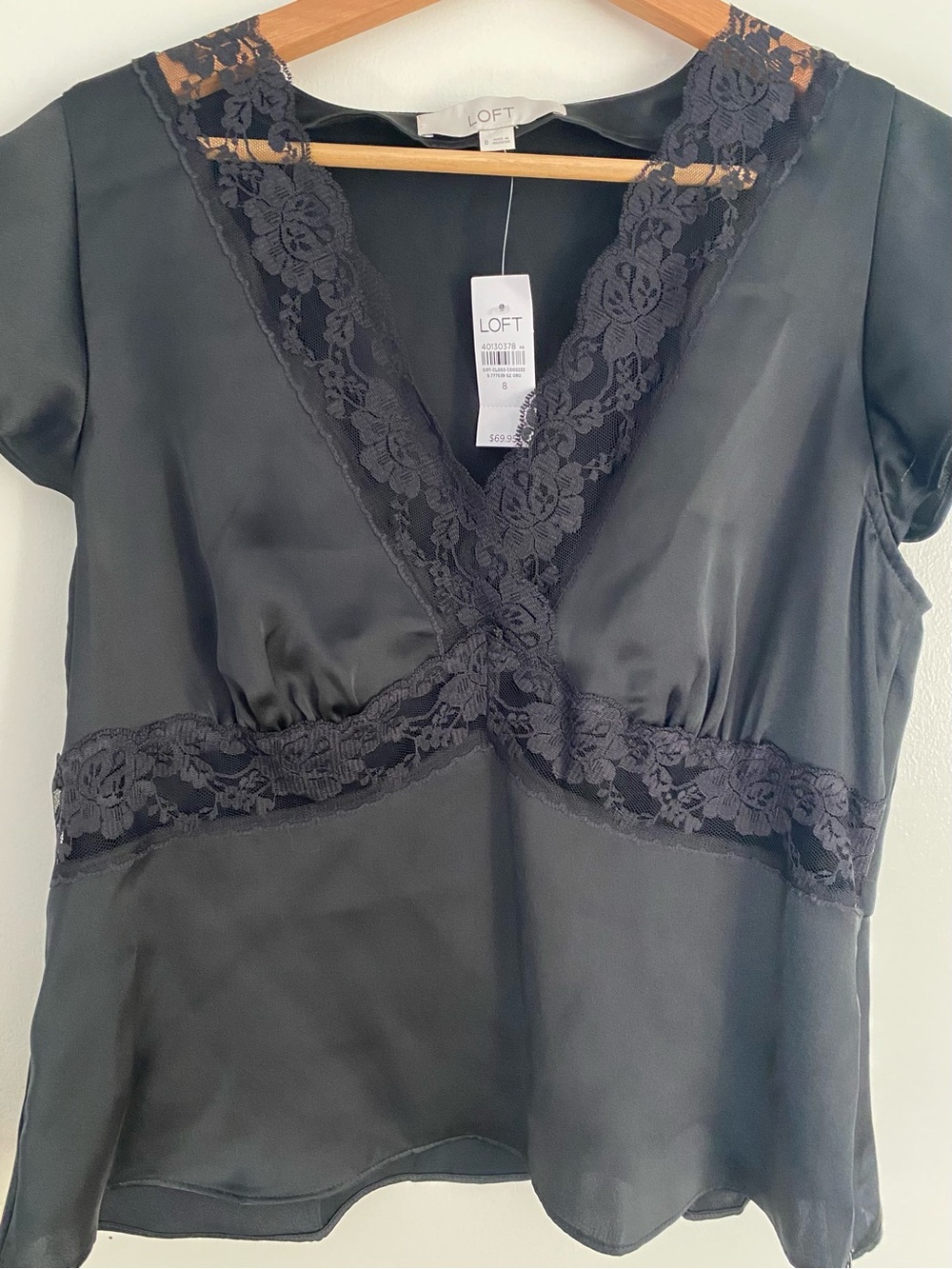 LOFT Black Lace-Trim Camisole